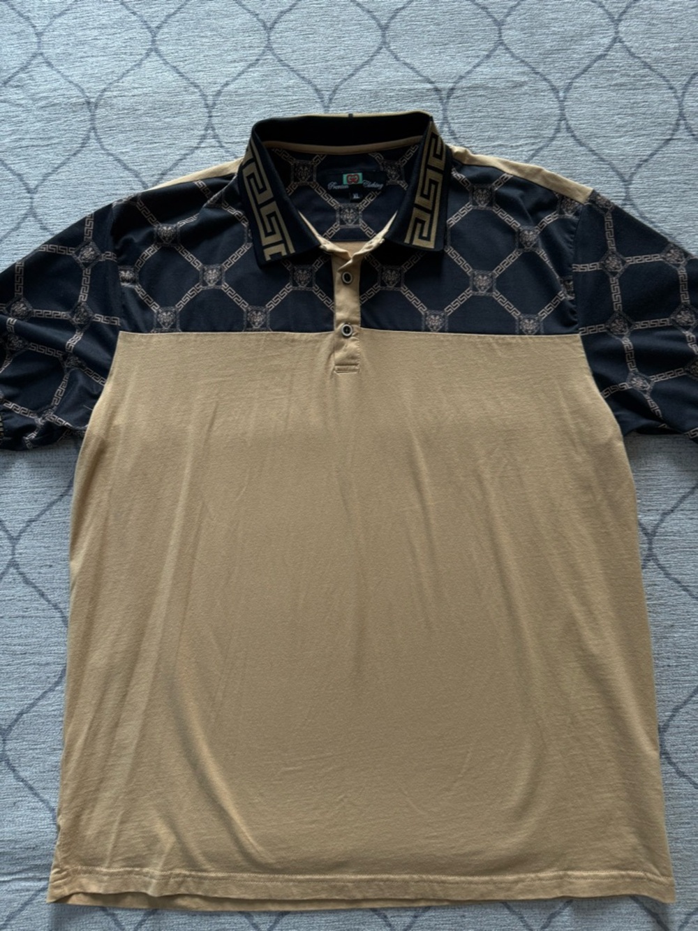 Men's Two-Tone Polo Shirt in Tan and Black